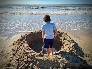 Our eldest digging a hole