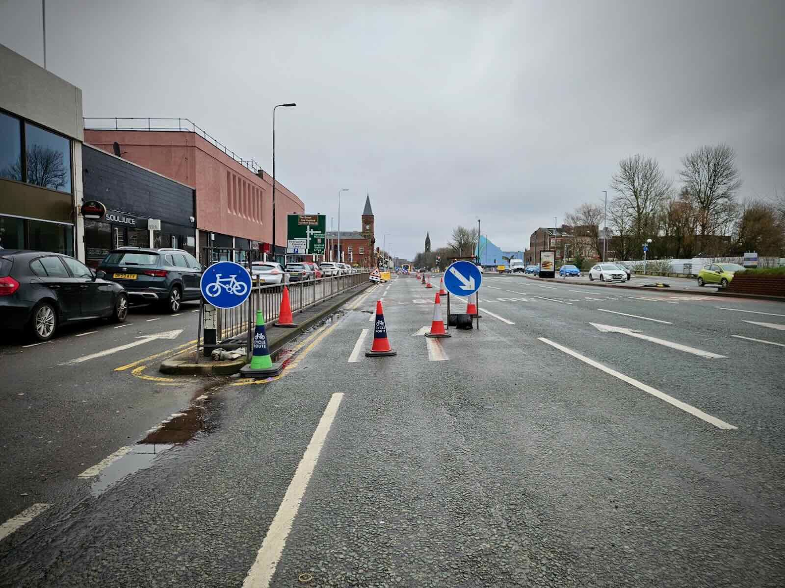 Cones restart approaching the Edge Lane junction